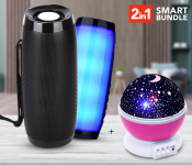 Magic Dream Rotating Projection Lamp JA043 + 10 Watts Wireless Bluetooth Speaker With Colorful LED Light - Multi Color 