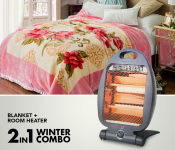 DLC R5827 ELECTRIC Room Heater - Grey + Alfa Soft Design Plush Mink Blanket - Brown