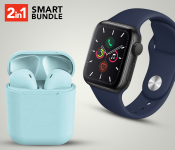 IWO 8 Sport Smart Watch - Blue + InPods 12 Twin Bluetooth Headset - Blue 