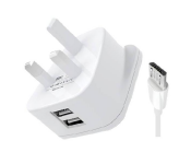 HeatZ ZAS08 Dual Port Fast Home Charger with Micro USB Cable - White