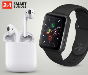 InPods 12 Twin Bluetooth Headset - White + IWO 8 Sport Smart Watch - Black