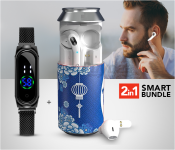 Jongo H35T TWS True Wireless Personalized Design Airpod Va-Su 5 -Blue + Jongo New Trend Digital Wrist Watch Touch Screen With Magnetic Mesh Belt - Black