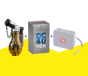 DC4U Eau De Toilette Natural Spray For Men - 100ml + LF 30924 XING FLAME LIGHTER - YELLOW + TG-166 Bluetooth Speaker Outdoor Portable Hands-Free Calling - Grey 