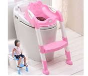 Baby adjustable Toddler Potty Training Toilet Seat With Ladder For Toddler - Pink