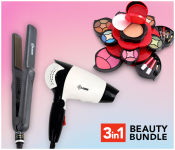Professional Medium Flower Makeup Kit - Red + Krawn Hair Dryer KW-41008 + Krawn Hair Straightner KR-41011 