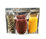 Rosymoment SBS-3094 12 Pieces Zip Lock Reusable Kraft Stand Up Food Pouches - Silver