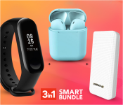 M5 Sport IP67 Waterproof Heart Rate Blood Pressure Smart Bracelet (Black) + Demaco Super Power Bank 20000mAh - White + InPods 12 Twin Bluetooth Headset - Blue 