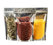 Rosymoment SBS-3092 12 Pieces Zip Lock Reusable Kraft Stand Up Food Pouches - Silver