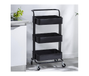 Baby Supplies Storage Rack with Rolling Wheel - Black