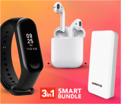 M5 Sport IP67 Waterproof Heart Rate Blood Pressure Smart Bracelet (Black) + Demaco Super Power Bank 20000mAh - White + InPods 12 Twin Bluetooth Headset - White 