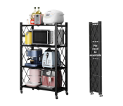 Folding Storage Shelf Metal Rack with Rolling Wheel - Black  - Similar Product Imag - ID 68942