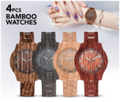 Luxury Bran Women Quartz Bamboo Watches - Coffee + Luxury Bran Women Quartz Bamboo Watches - Grey + Luxury Bran Women Quartz Bamboo Watches- Beige + Luxury Bran Women Quartz Bamboo Watches- Red