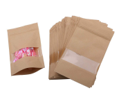 Rosymoment SBB-3083 12 Pieces Zip Lock Reusable Kraft Stand Up Food Pouches - Brown