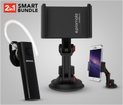 Promate RiseMount Multi-Level Car Mount Holder For Mobile Phone With 360 Degree Rotatable - Orange + Philips SHB1603 Mono In-Ear Bluetooth Headset With Mic - Black 