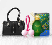 My Romance Eau De Parfum Natural Spray For Women - 100ml + New Fashion Elegant Shoulder Bag For Women 003 - Black + Prettycious Body Roller, Silicone Free - Pink 