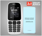 Nokia 105 Single Sim Mobile Phone - White + Veger Wireless Charger Power Bank VP-1027W - 20000mAh Green 