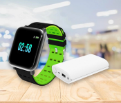 Lerbyee A6 Smartwatch - Green + PZX 10400 MAh Portable Power Bank - White 