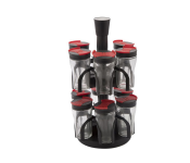 12 Piece Spice Jar With Rack Set - Black and Red
