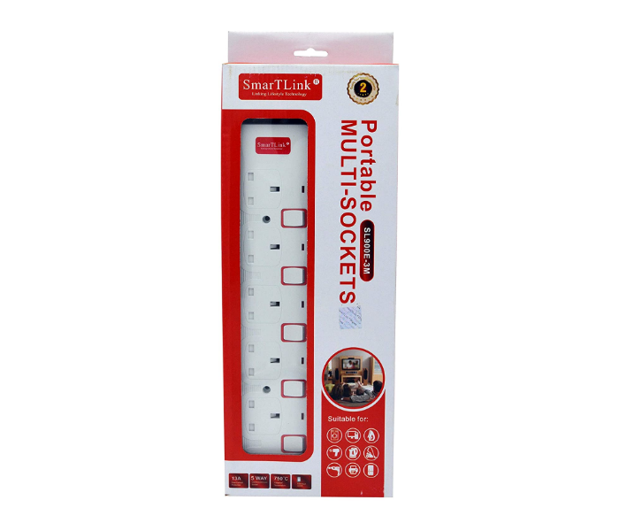 SmartLink SL605E 3 Meter Portable MultiI Soket - White