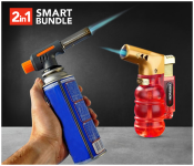 LF K30491 HONGBO Jet Flame Lighter - RED + BBQ Lighter Multi Purpose Torch Automatic Piezo Ignition Butane Gas Igniter 