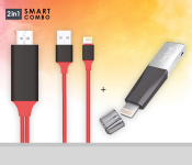 SanDisk IXpand Mini Flash Drive - 16GB, Sandisk (For IPhone And IPad) + Lightning To HDMI HDTV Cable For Apple IPhone - Red 