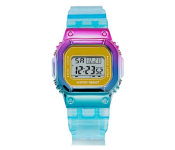 Multifunction Waterproof Watches Gradient Rectangle Unisex - Cyan