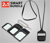 Noosy 4 In 1 Sim Adapter + CAPSULE AIRPOD CASE WITH STRAP SET - BLACK 