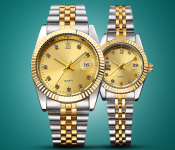 Casual Couple 1717 Watches for Women and Men Analog Quartz Wrist Watch - Gold
