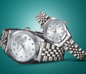 Casual Couple 1919 Watches for Women and Men Analog Quartz Wrist Watch - White and Silver