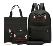 4 Pieces Rozid Elle Casual Backpack for Women - Black