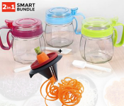 350ml Glass Spice Jar Set With Plastic Spoon - 3 Pieces, Multicolour + Veggetti Spiral Schneider 