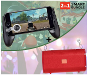 A 03 PORTABLE MOBILE GAME GRIP FOR SMARTPHONES + T&G Portable Wireless Bluetooth Super Bass Stereo TG 123 - Red 