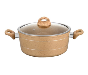 Royalford RF9470BGE 28cm Marble Smart Casserole with Glass Lid - Beige