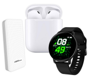D15 Smart Watch With Heart Rate Monitor Wristband - Black + Demaco Super Power Bank 20000mAh - White + InPods 12 Twin Bluetooth Headset - White 