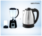 Krypton KNB6074 2-in-1 Blender 1.5 Liter Unbreakable Jar + Krypton KNK6009 1.8 Liter Water Kettle - Stainless Steel 