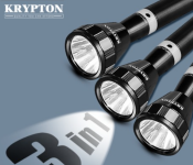 Krypton KNFL5119 3 in 1 Rechargeable LED Flash Light - Black