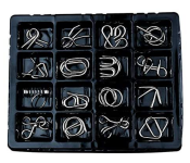 Montessori Materials 16 pieces Set Mind Brain Teaser Puzzles- Silver