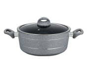Royalford RF9470 28cm Marble Smart Casserole with Glass Lid - Grey