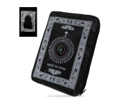 Noor NRPM9975 Musalla Portable Pocket Prayer Mat with Compass Qibla Finder for Islamic Prayer- Black