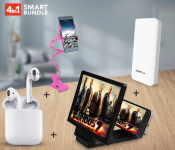 InPods 12 Twin Bluetooth Headset - White + Demaco Super Power Bank 20000mAh - White + F1 Magnifying 3D Screen Amplifier Enlarged Screen Mobile Phone – Black + Lazy Bracket Mobile Phone Holder Assorted