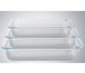 Royalford RF8803 Borosilicate Glass Rectangular Baking Tray - 3 Pieces