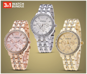 Geneva Rhinestone Wrist Watch - Gold + Geneva Rhinestone Wrist Watch - Silver + Geneva Rhinestone Wrist Watch - Rose Gold 