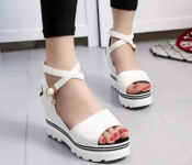 New Summer High Heels Wedges EU38 for Women – White Front View - ID 82701