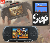 Sup 400 In 1 Game Box Wireless Retro Gaming Console Also Supports External Gamepad With Tv - Black (Bulk) + PVP Crash Portable Pocket Big Screen Game Player 8-bit