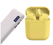 InPods 12 Twin Bluetooth Headset - Yellow + Demaco Super Power Bank 20000mAh - White 