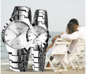 Casual Glaze Couple Watch - Silver