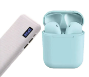 Demaco Super Power Bank 20000mAh - White + InPods 12 Twin Bluetooth Headset - Blue 