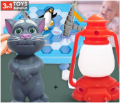 Lamp Shape LED Night Light Plug-in Switch -Yellow- Kids Room Home Decor Energy Saving - Red + Intelligent Touching Talking Tomcat For Kids - Grey + Penguin Trap Ice Breaker Kids Puzzle Table Game 