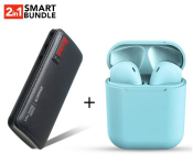 Demaco Super Power Bank 20000mAh - Black + InPods 12 Twin Bluetooth Headset - Blue 