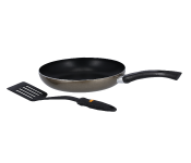 Delcasa DC1296 26cm Aluminium Frypan with Nylon Turner - Black